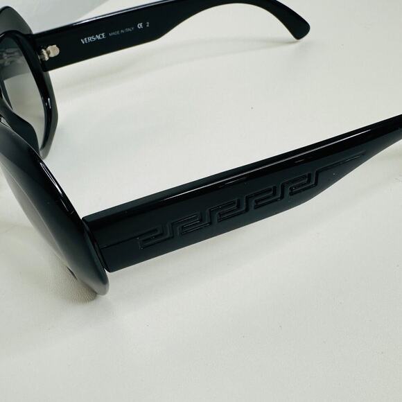Vintage 80's Versace Black Modified Cat Eye Gray Lense Sunglasses MOD737COL852 - Picture 5 of 12